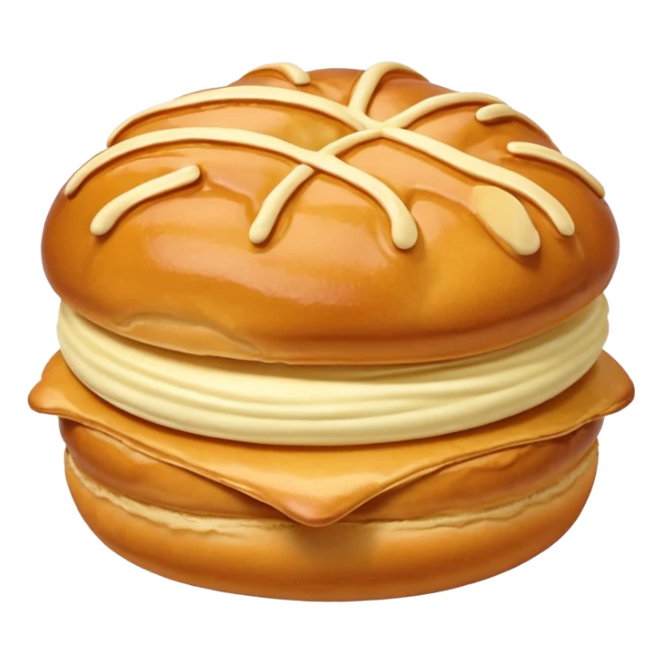 choux pastry cream puff, round and shiny, minimal details sticker