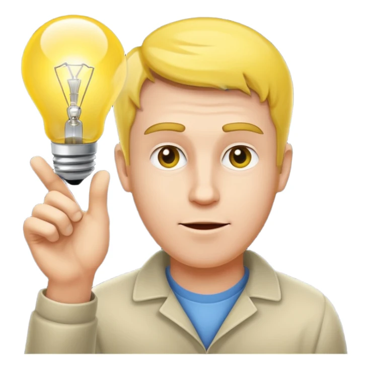 A white man came up with an idea, a light bulb appeared sticker