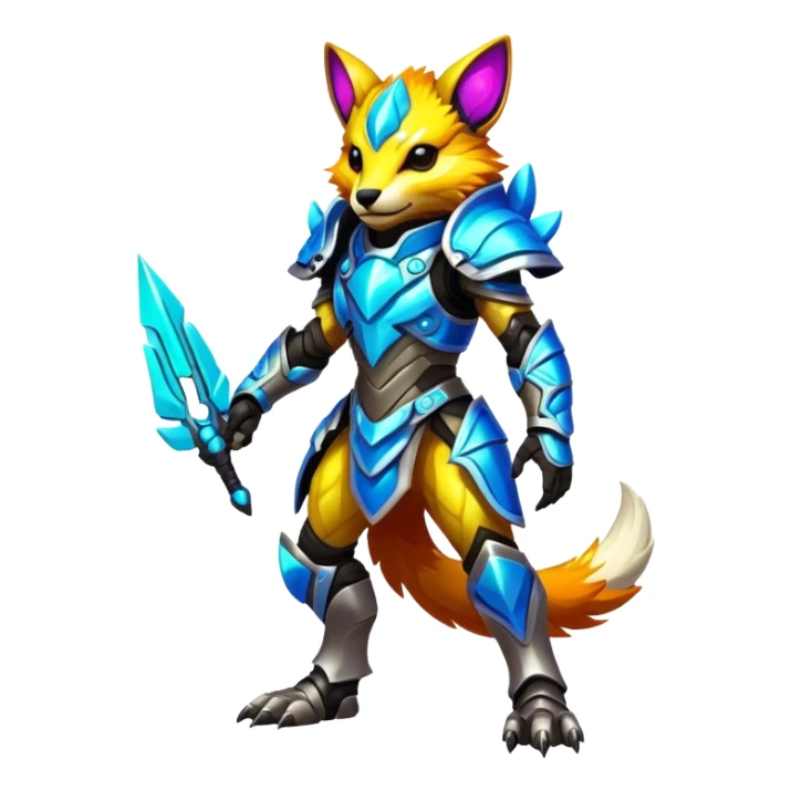 Shiny Epic Edgy Cool Colorful Vibrant Modern Vernid-Protogen-creature-animal, full body sticker