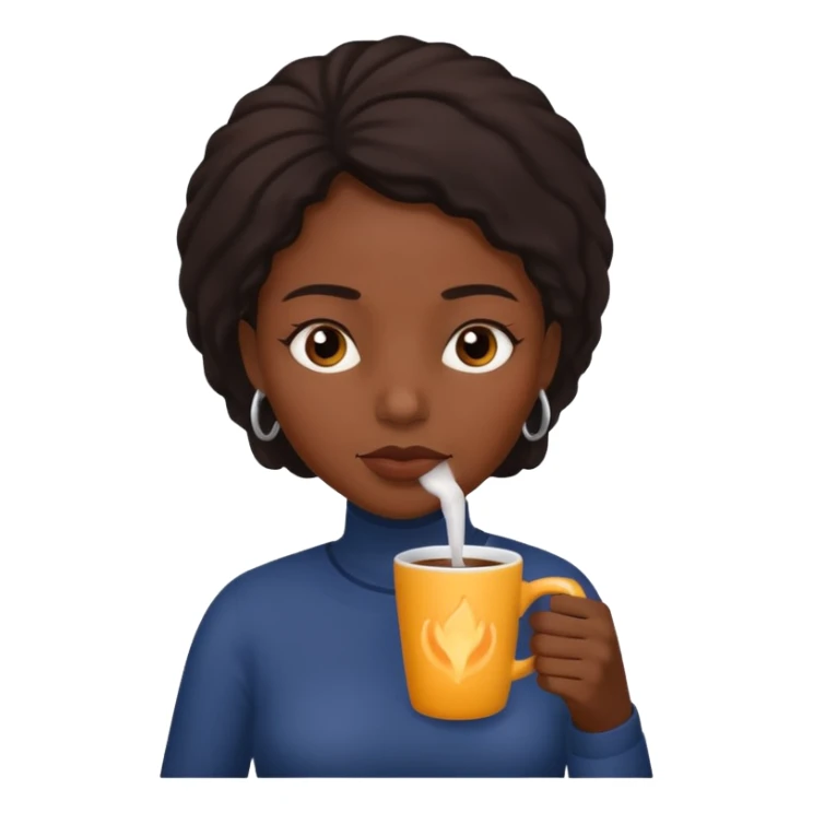 sick black woman drinking hot drink sticker
