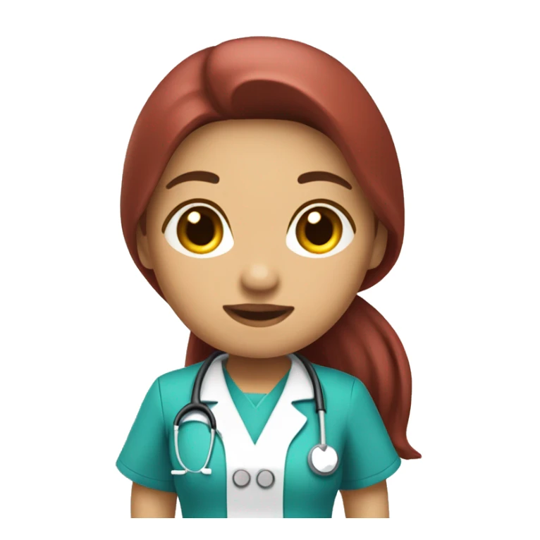 Mid 30 long hair Filipina Nurse with red scrubs sticker