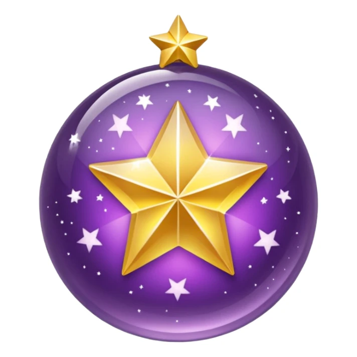 Bola de cristal roxa com estrela no centro dourada brilhante dentro sticker