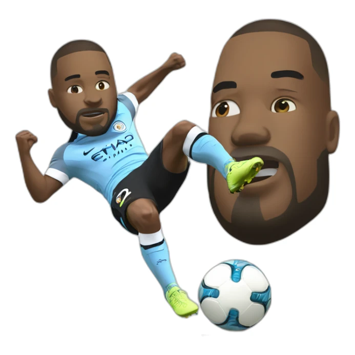manchester city player tackling big head sticker