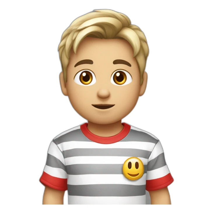 Niño rubio camiseta rayas blancas y moradas sticker