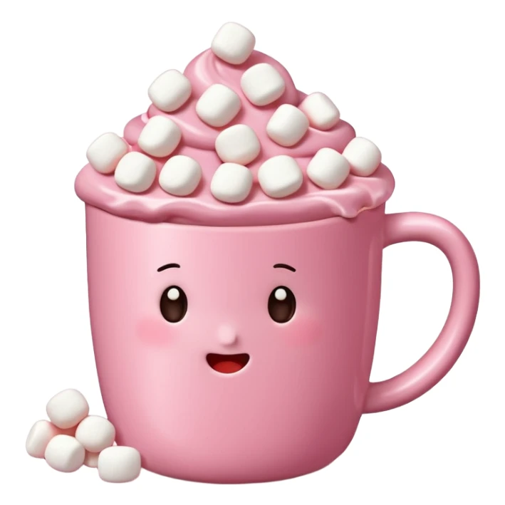 Pinke Tasse heiße Schokolade mit mini marshmallow , ohne Gesicht sticker