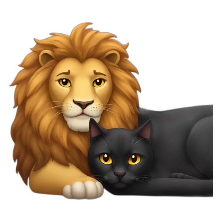 Lion and black cat sleeps zzz sticker