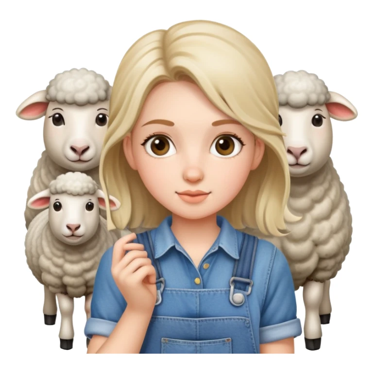 girl wearing overalls and farming sheep sticker