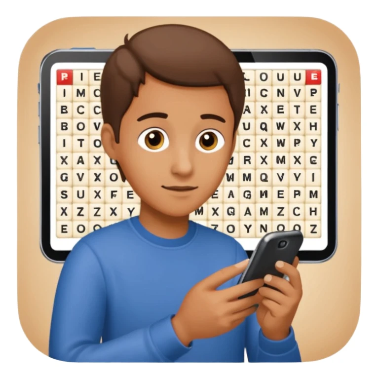 mano con movil y buscador palabras sticker