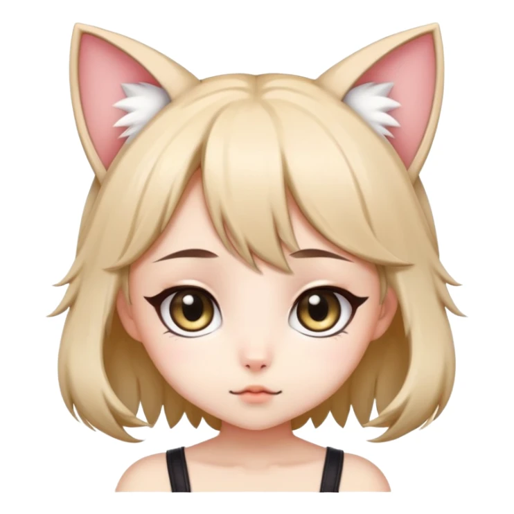 cute chibi anime catgirl with big eyes, cat ears and tail sticker