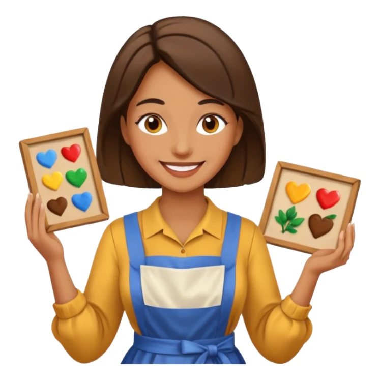 Hold. Women painting smilling tablier sticker