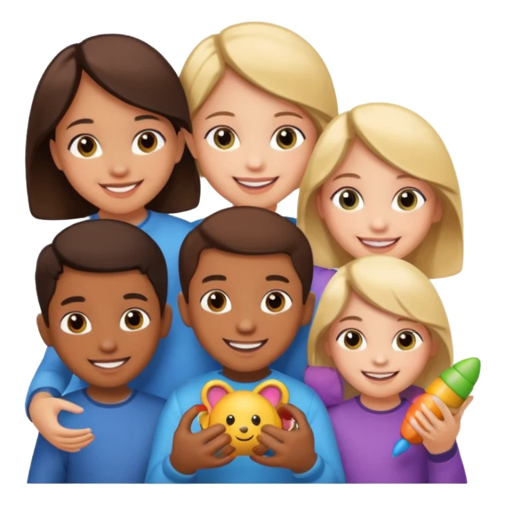 enfants qui partagent un jouet sticker