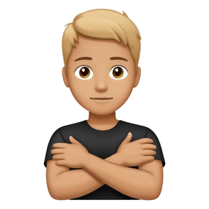 Person holding their arms crossed around their neck sticker