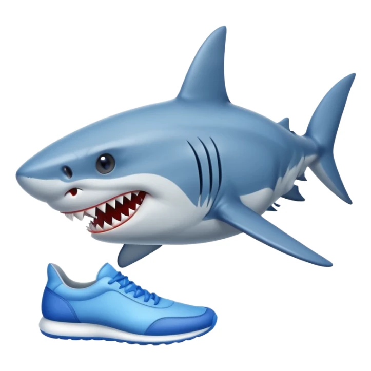 A shark with blue shoes sticker