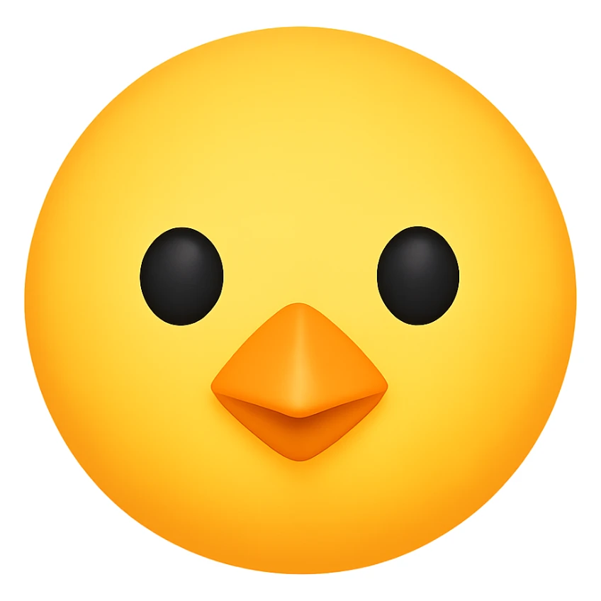 yellow face with yellow chick beak emoji, digital illustration, no background sticker