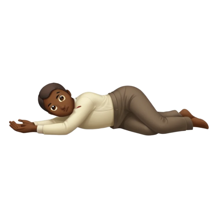 fullbody apostle in prone pose, unique facial expression, clear prone position, full body visible, apple emoji style sticker
