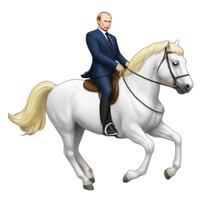 putin riding a horse but the horse is macron sticker