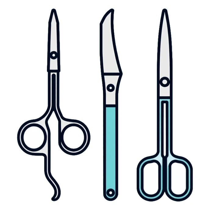 Surgery medical tools including scalpel, forceps, and surgical scissors sticker