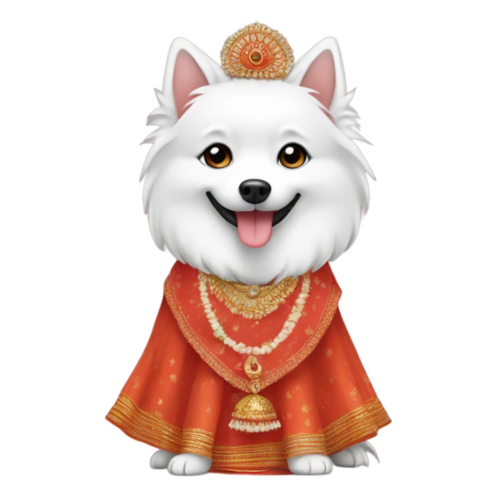 Japanese spitz with Indian lehenga sticker