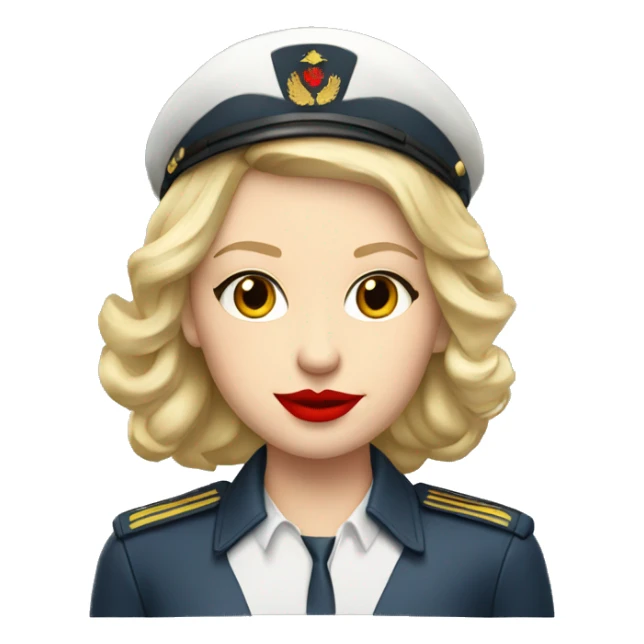 Blonde Russian pilot girl with red lips with airplane pilot headset   sticker