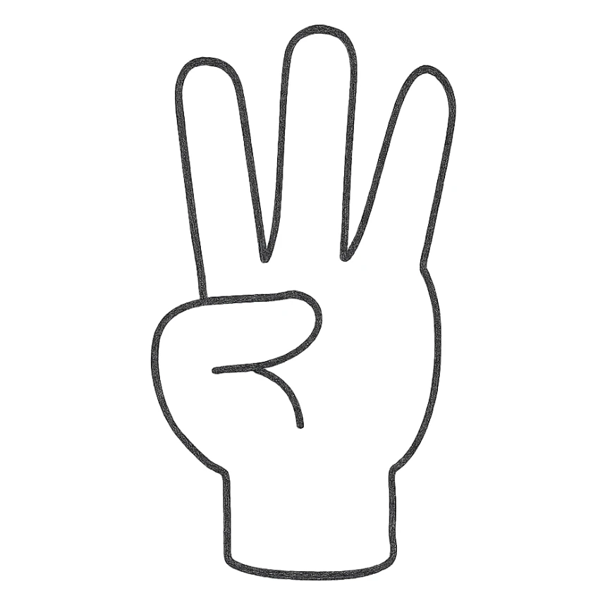 hand drawn outline of a hand with three fingers sticker