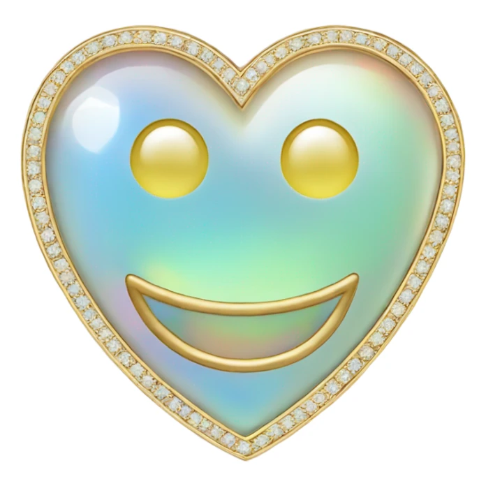 opal gemstone smiley heart gold outline sticker