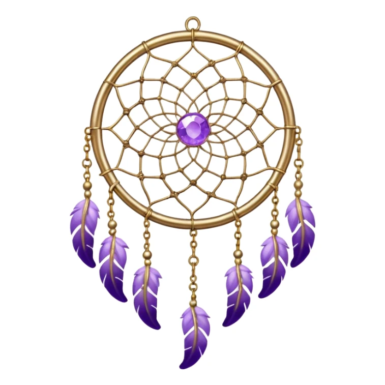 Aesthetic shiny sparkly violet crescent hanging from gold chain dreamcatcher-suncatcher hanging lilac crystals decoration  sticker