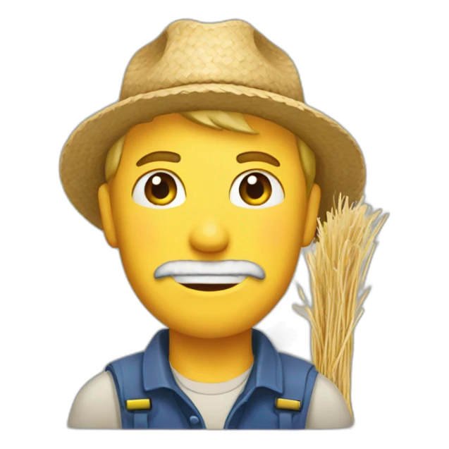 blonde male farmer with straw in mouth sticker