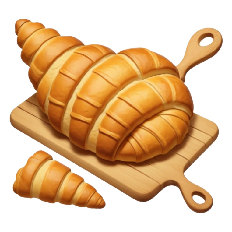 Baking humanless avatar in clean vibrant style illustration. Fresh croissant and rolling pin, warm golden tones, simple shapes, flat design, high contrast, cozy and friendly. sticker