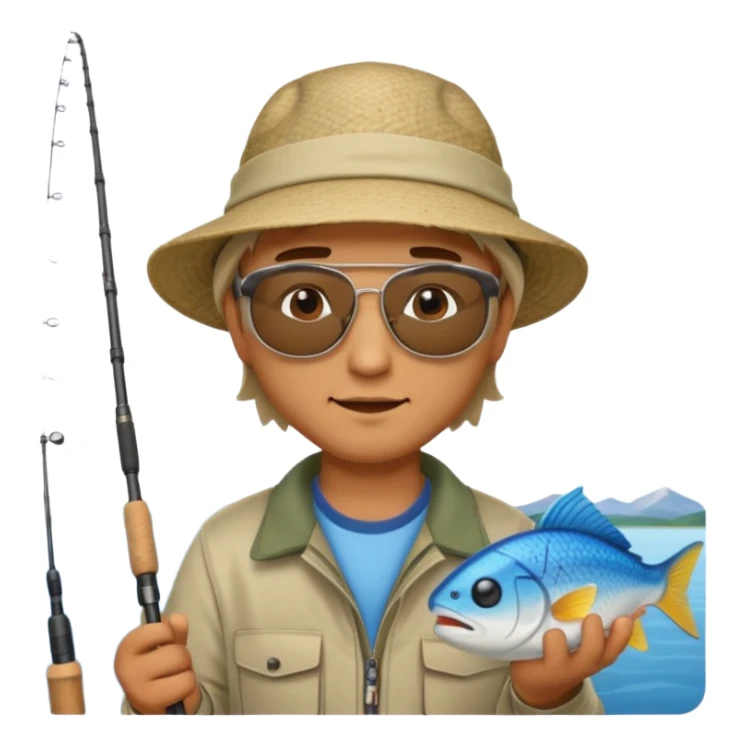 
man sitting fishing near the lake sticker