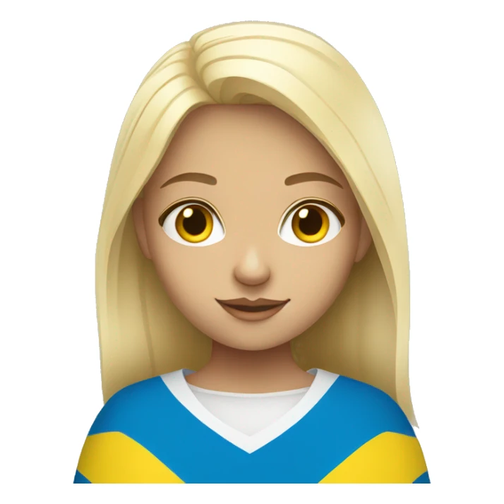 blonde girl with ukrainian flag sticker