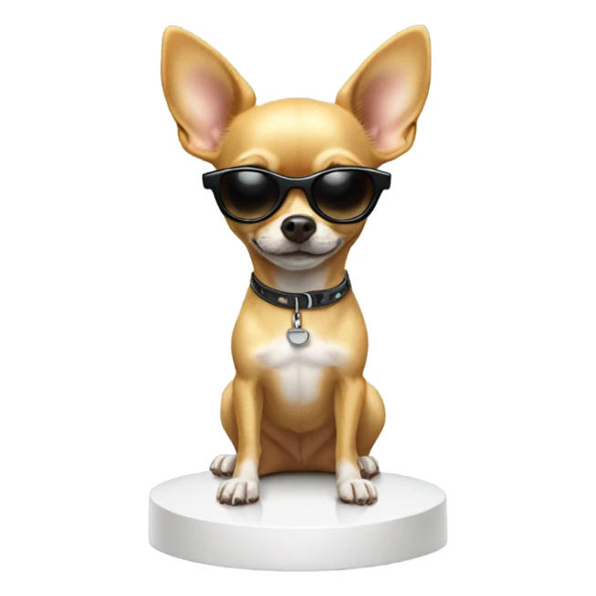 chihuahua standing on stand with sunglasses on sticker