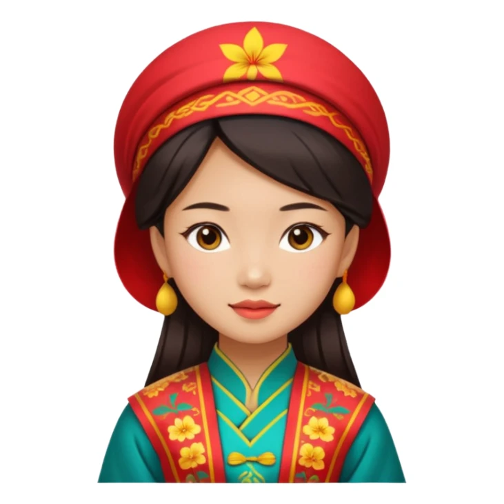 Asian girl wearing traditional Vietnamese clothes sticker