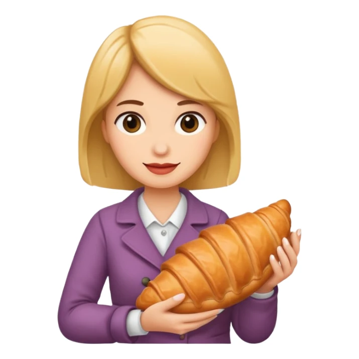 woman holding croissant sticker