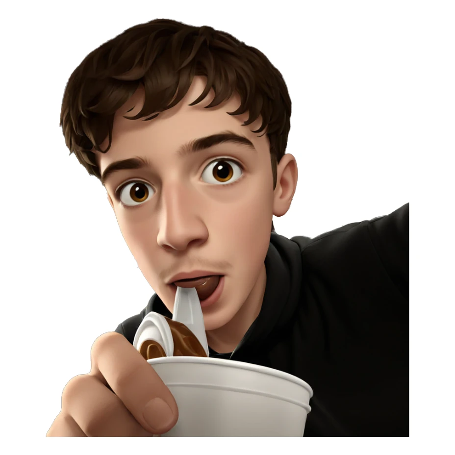 boy with brown hair drinking sticker