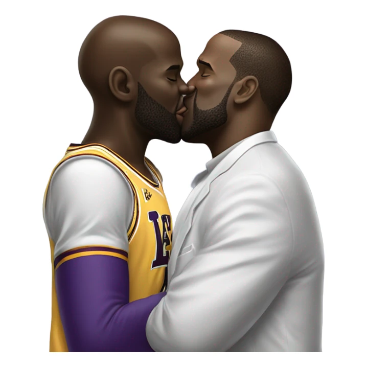 shaquille o'neal kissing lebron james sticker