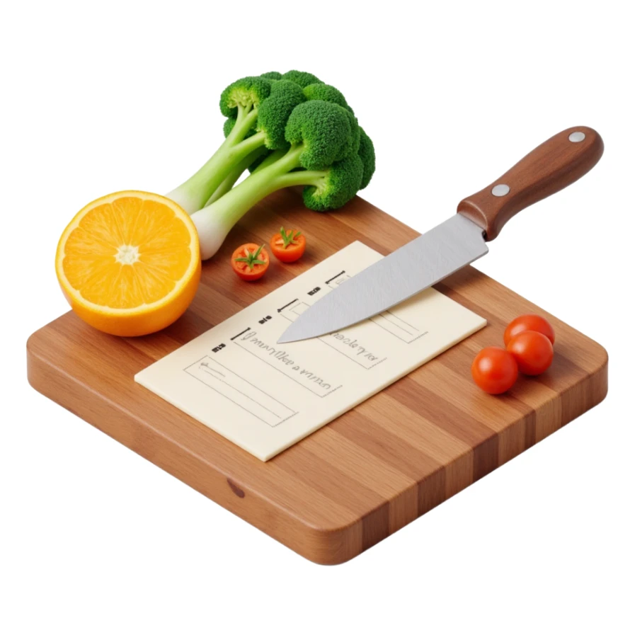 Ingredients on teh wooden cutting board Around a List(without text)  sticker