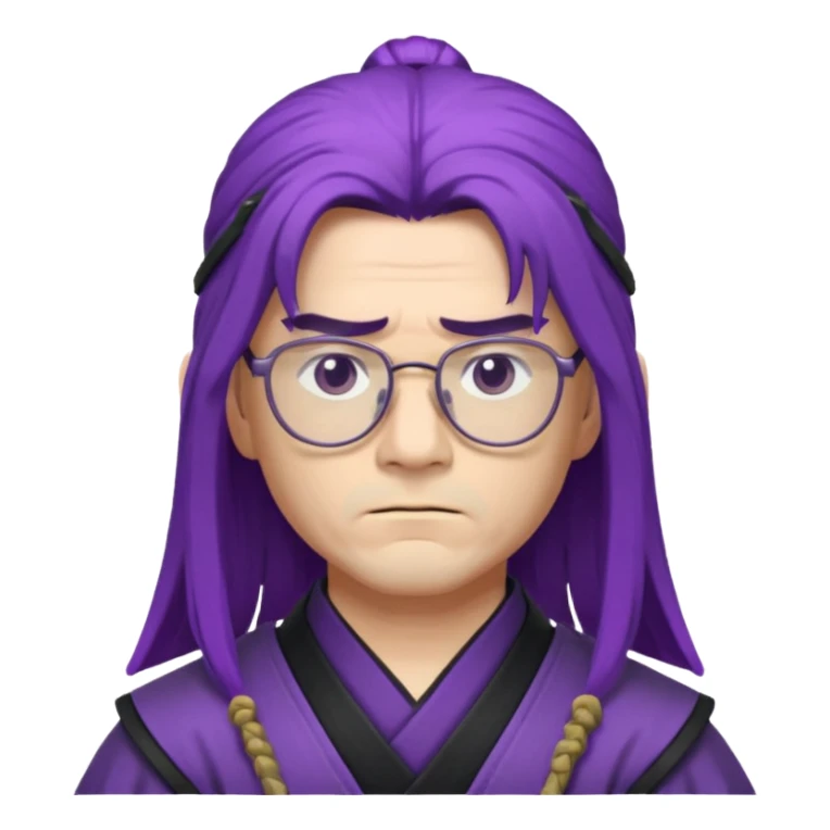 purple long hair samurai with glasses sticker