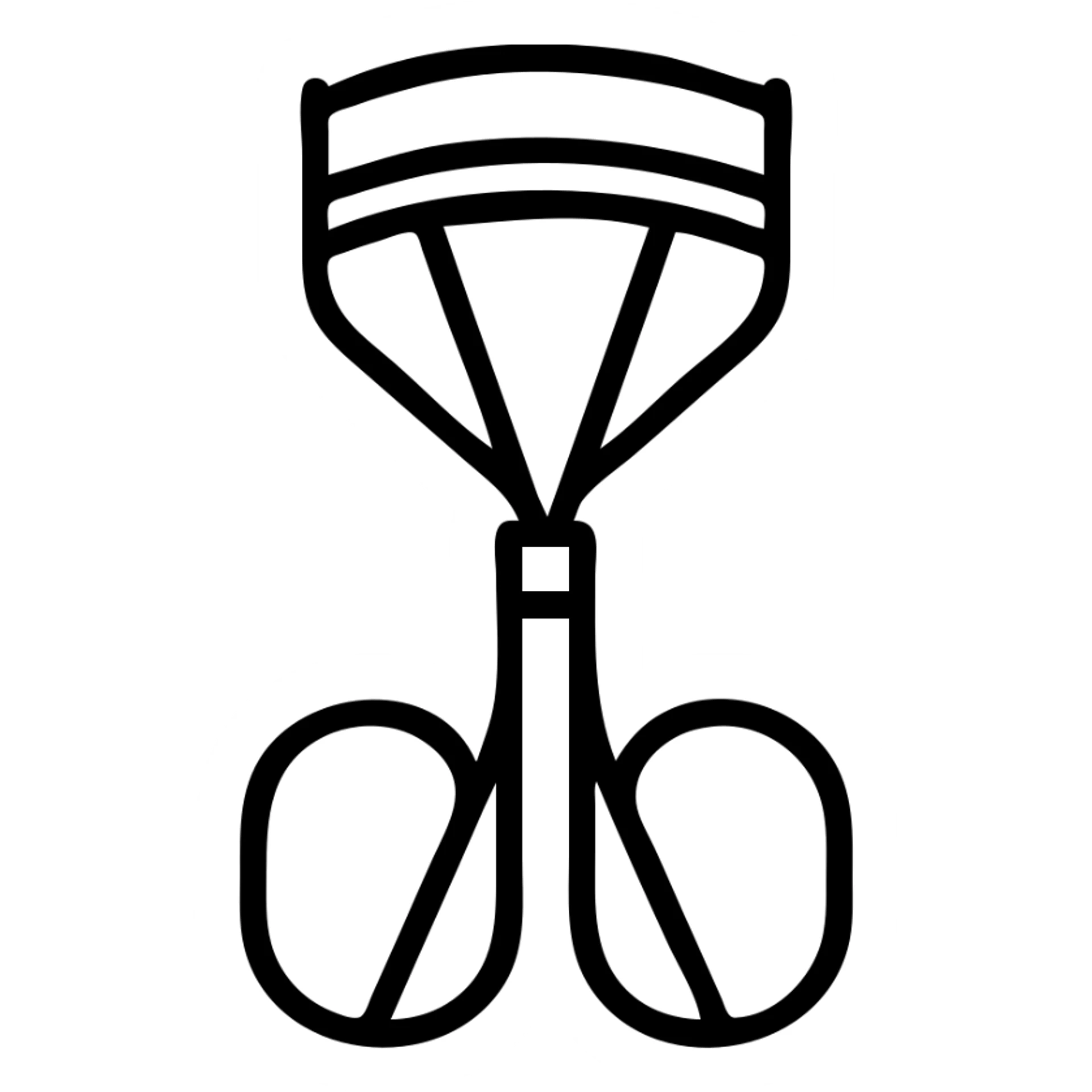 silver eyelash curler, minimal style, clean lines, white background sticker