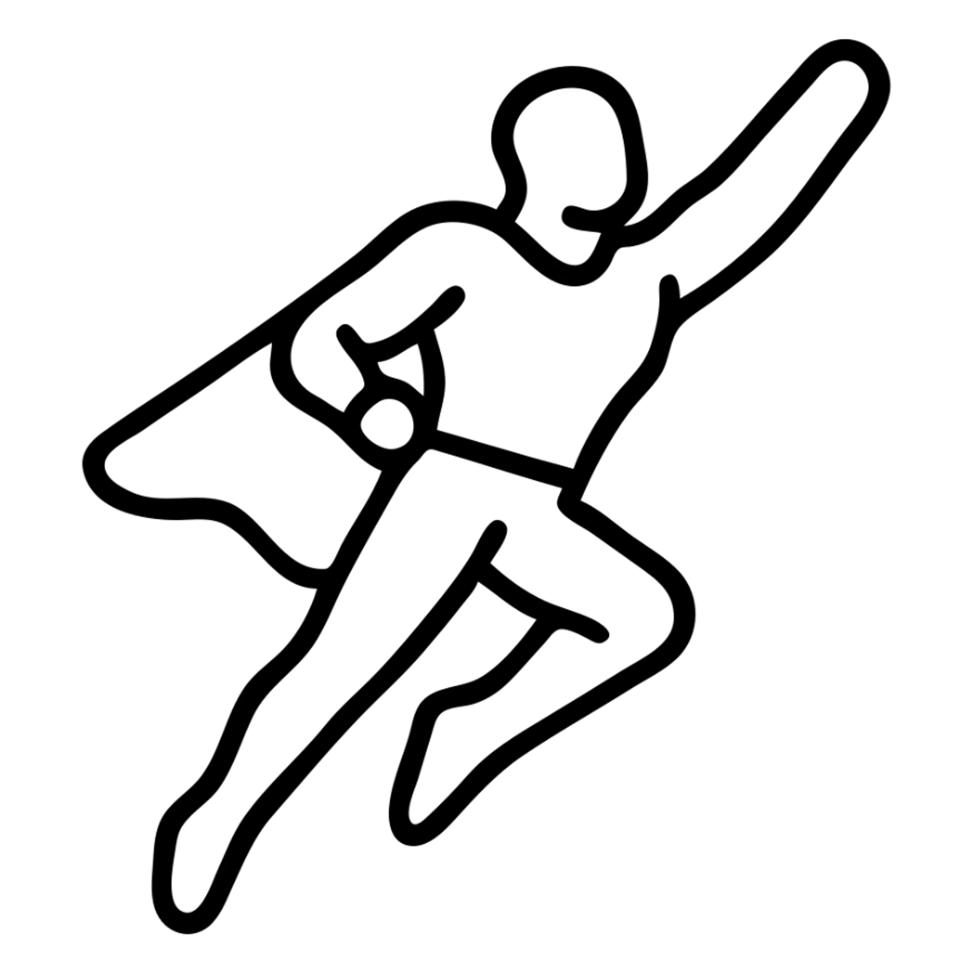 Superhuman hero figure with muscular build in flight pose sticker