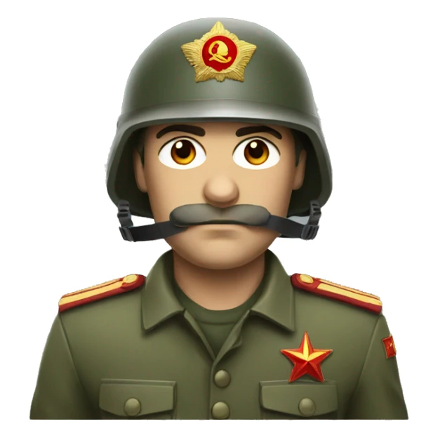 ussr soldier serious with military helmet sticker