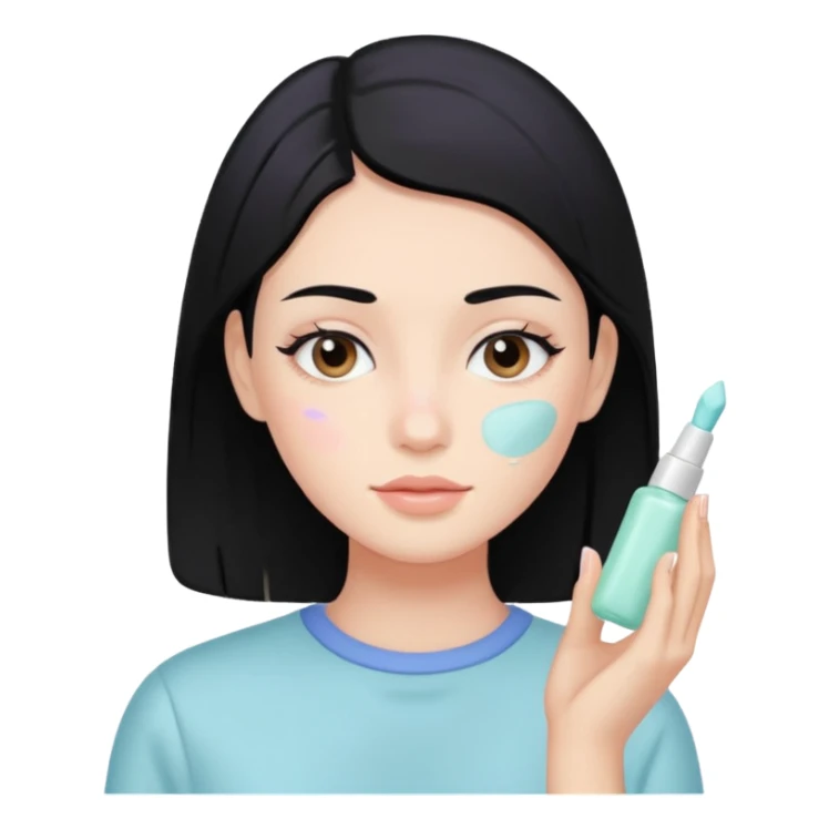 cute black hair pastel colors skin care sticker