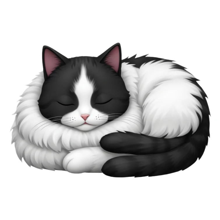 Sleeping black and white cat with zzz sticker