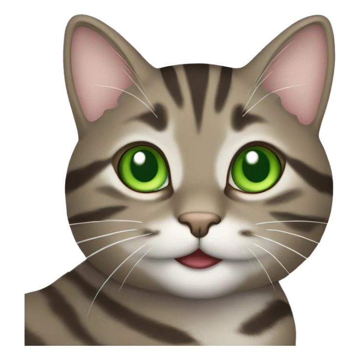 HAPPY brown gray tabby cat WITH GREEN EYES sticker