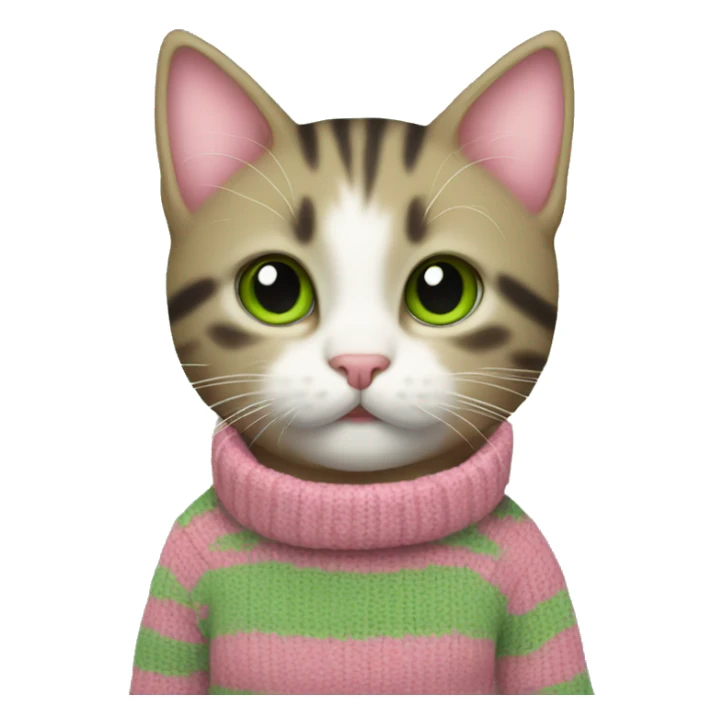 kitten wearing sweater stripe pink green sticker