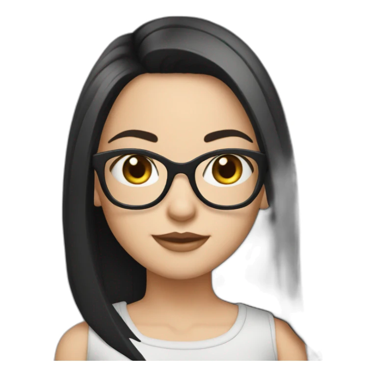Cute white girl glasses black straight hair sticker