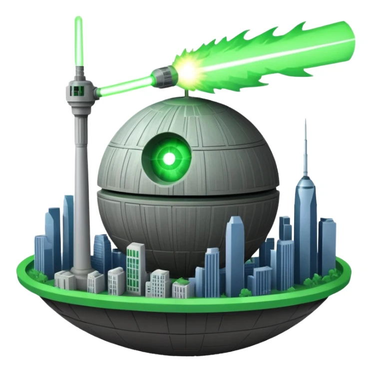 Death star firing at usa sticker