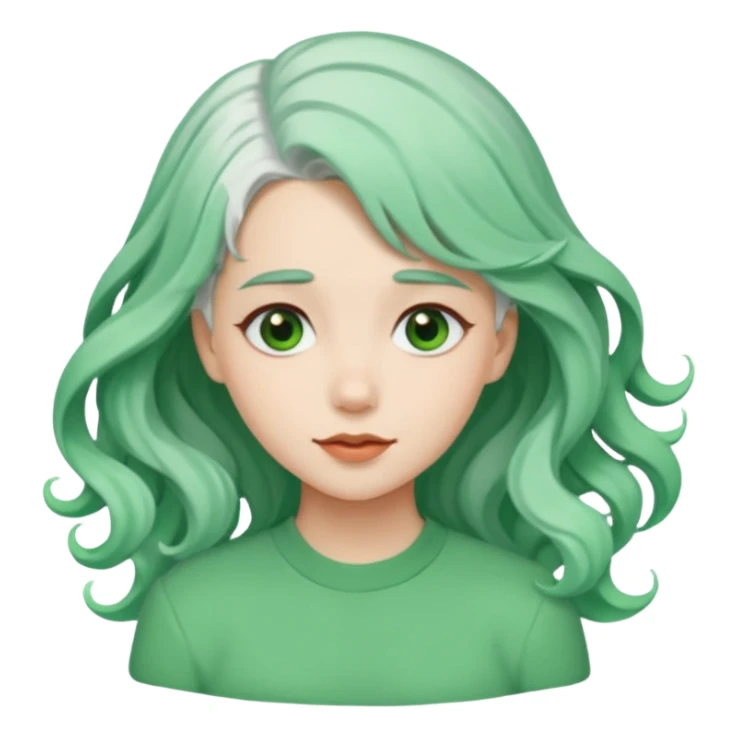 girl with white  green hair clip sticker