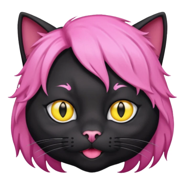 Black cat wearing a male pink hair wig sticker