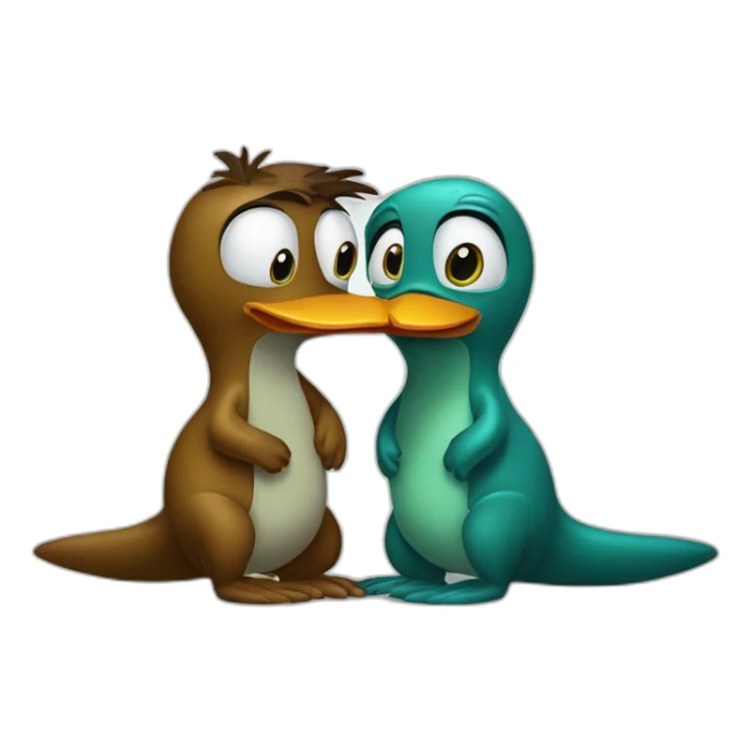 platypus perry and doctor doofenshmirtz kissing sticker