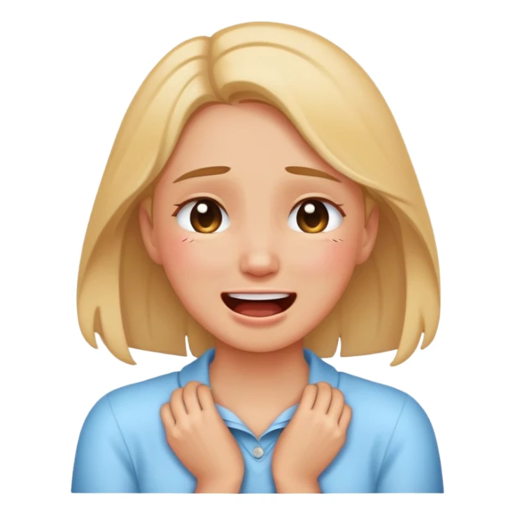 Girl holding hands around neck crying laughing  sticker